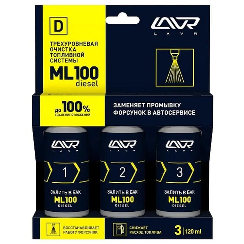 Трехуровневая очистка топливной системы ML100 DIESEL engine three-level cleaning system 3х120 мл |