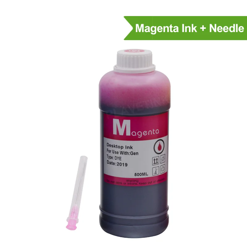 Magenta Plavetink 500 мл флакон Принтер Комплекты для заправки чернил для hp 123 122 121 302 304 301 300 650 652 21 22 140 141 901 350 351 XL картридж - Цвет: Magenta