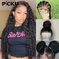 curly 360 full lace wig human hair deep wave preplucked hd transparen natural human hair full wig with baby hair for black women