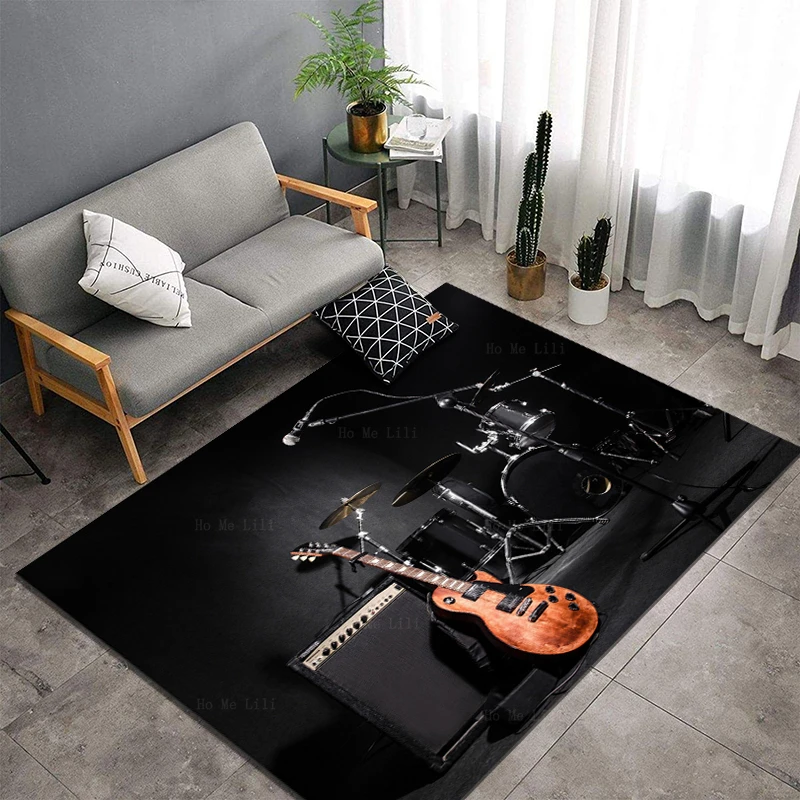 Фланелевые напольные коврики с барабаном на черном фоне от Ho Me Lili мягкий ковер -
