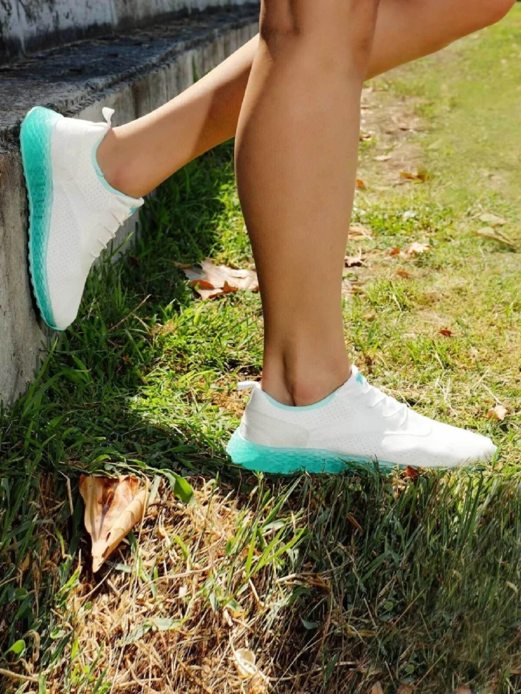 TuBiTex Lace-Up, Flat Bottom, Daily Use, Spring and Summer Season, White Sports Shoes