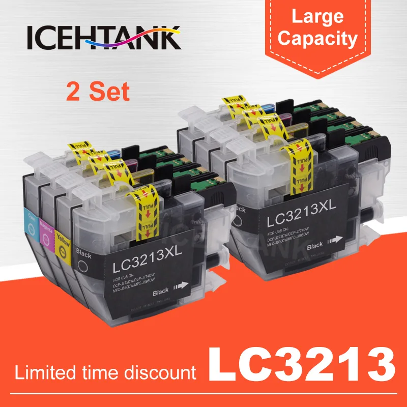 ICEHTANK 2 комплекта чернильный картридж с полными чернилами совместимый LC 3213 для