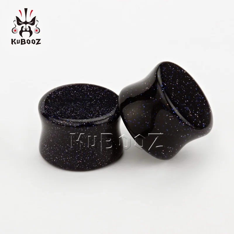 Туннели для ушей с полированным синим песком расширители пирсинга ювелирные