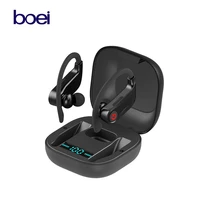 boei ultra long life battery bluetooth earphones sport ear hook led wireless headphones hifi stereo earbuds waterproof headsets