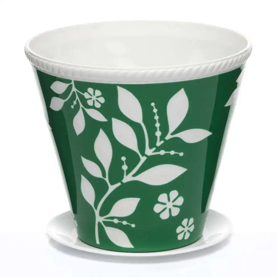 Кашпо с поддоном Прованс 2 5 л (бело зеленый)|Цветочные горшки и кадки| |