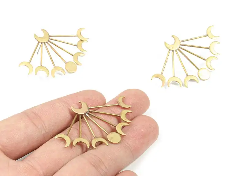 

Brass Crescents Earring Stud - Raw Brass Moons Earring Post - 2Pcs/lot- Jewelry Supplies - 48.88x31.27x2.06mm - PP3313