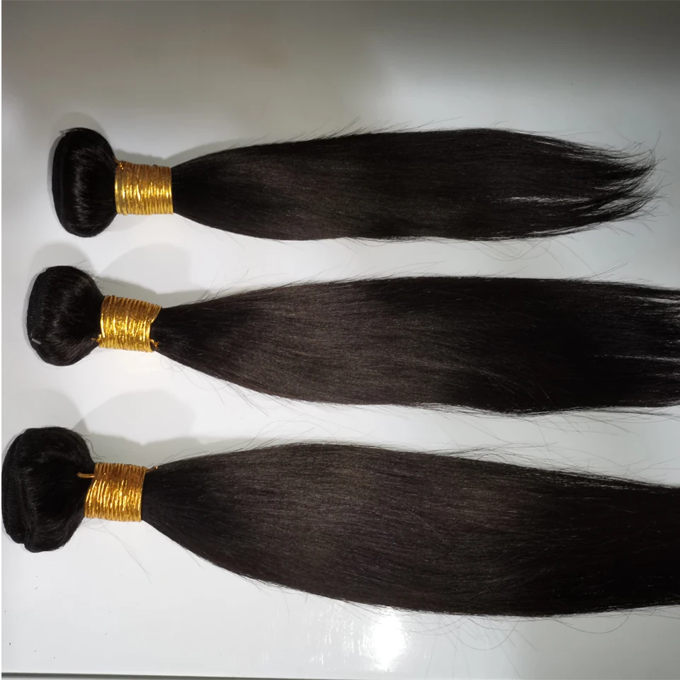 Бразильские прямые волосы с пучком 100% натуральные для наращивания натуральный