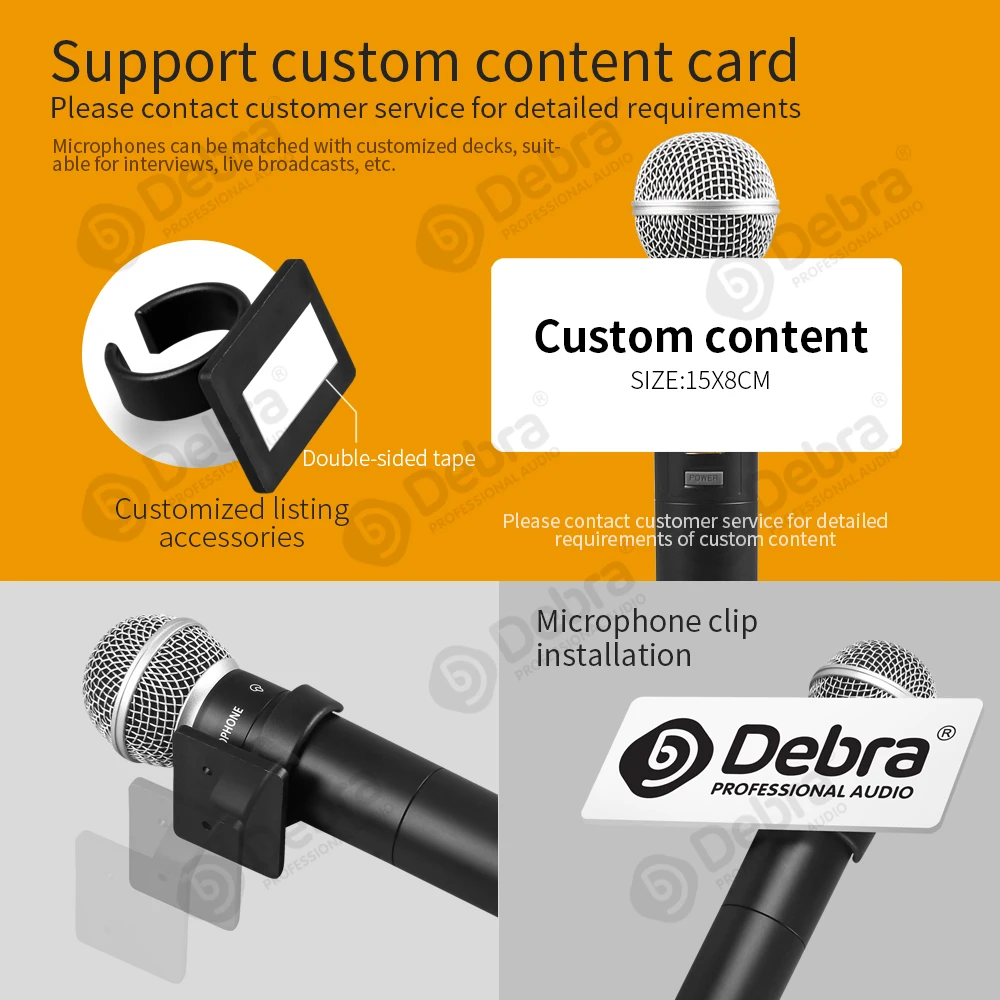 Debra DV01/02H UHF Wireless Handheld Mic with Monitor Function  Support Custom Content Card For Interview Live Broadcast VLOG
