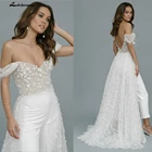 Свадебный комбинезон с длинным рукавом 2022 Свадебные платья с открытыми плечами комбинезон для невесты для приема Свадебные брючные костюмы Vestido De Noiva