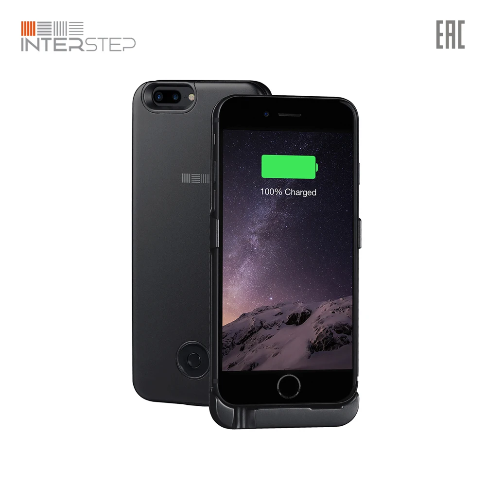 Чехол аккумулятор INTERSTEP для iPhone 6+ 7+ 8+ 5000мАч черный матовый|Чехлы с аккумулятором| |
