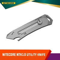 nitecore ntk10 multi function unibody titanium utility knife adjustable blade length and anti slide grooved edges slide