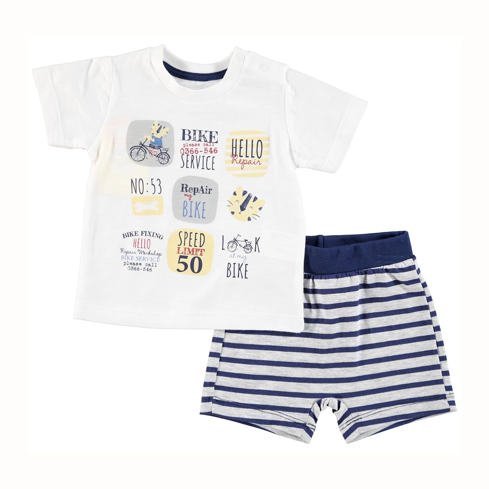 Ebebek HelloBaby/набор футболок для маленьких мальчиков с изображением велосипеда| |