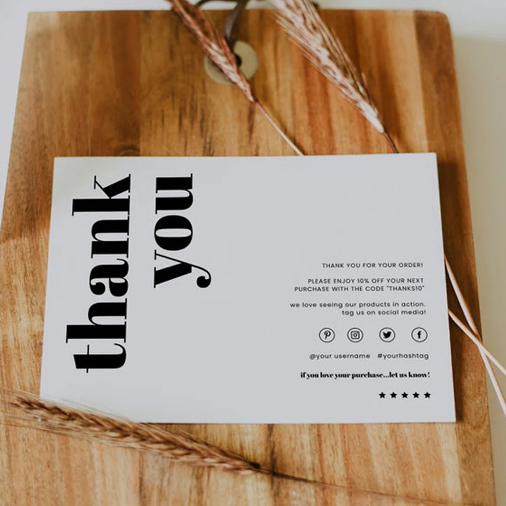 Карточки с благодарностью для маленького бизнеса 200 шт. | Канцтовары офиса и дома