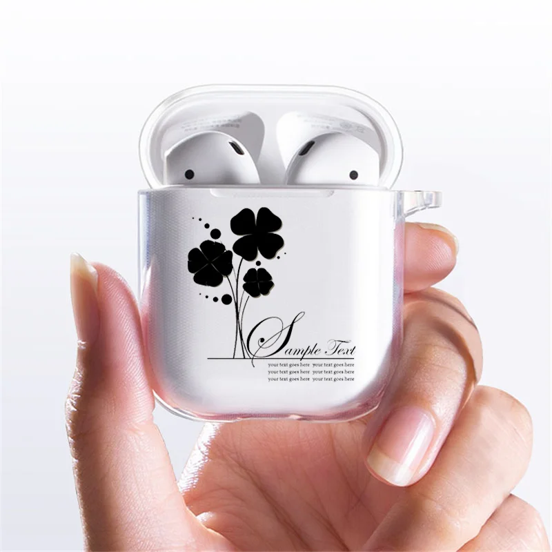 Прозрачные мягкие силиконовые чехлы из ТПУ для Airpods с рисунком черного клевера
