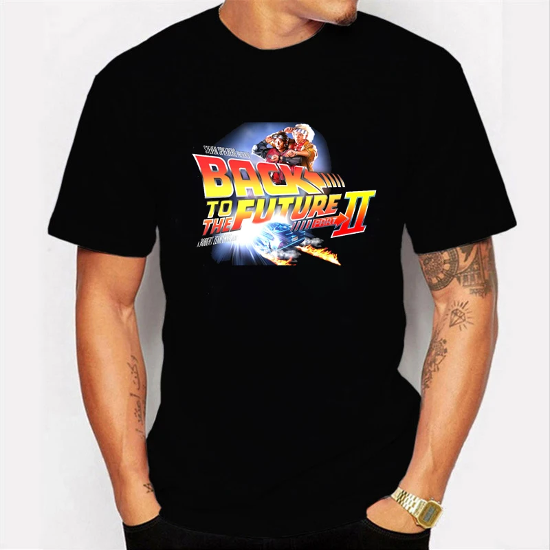 black t shirt 5 Футболка «Назад в будущее», светящаяся футболка, летние футболки с коротким рукавом «Назад в будущее», топы, уличная одежда, футболки, 4XL, унисекс - Цвет: black t shirt 5