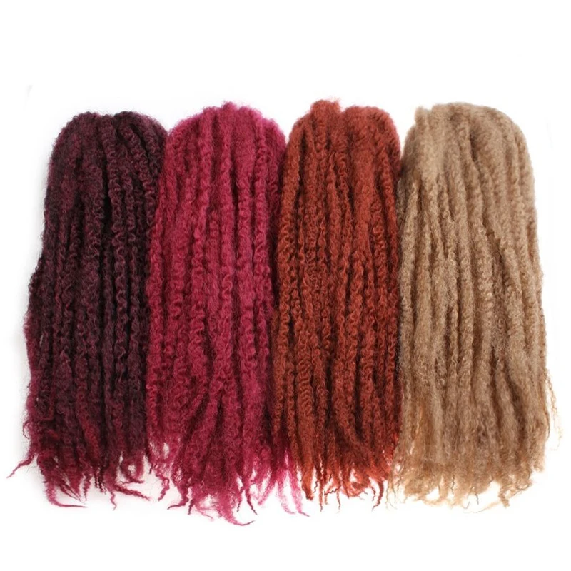 

18 дюймовые плетеные косички Marley, плетеные волосы для вязания крючком, бордовые Синтетические афро кудрявые вьющиеся волосы Marley для наращив...