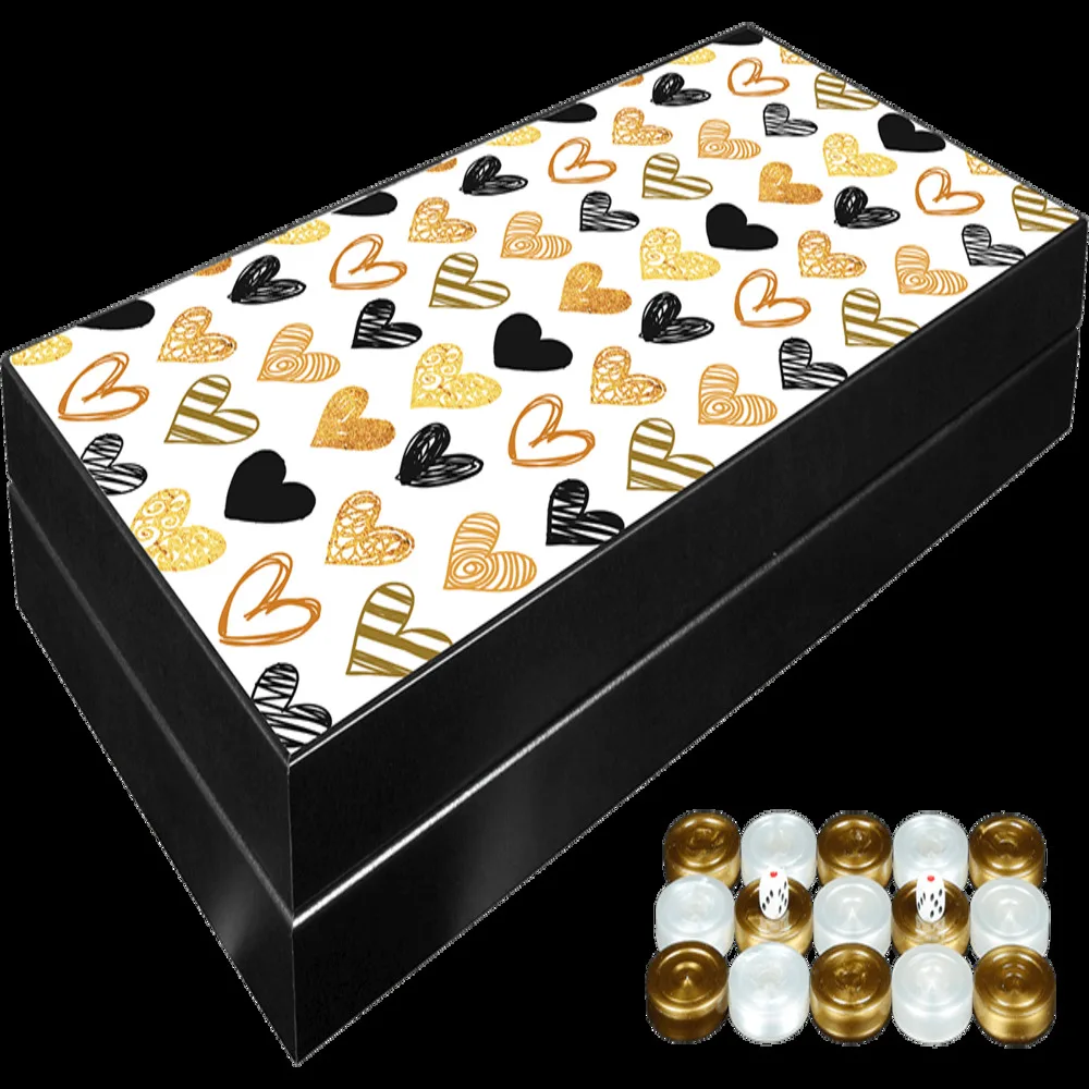 Yenigün Backgammon Yenigün Classic Heart Love Romantic Backgammon Set Large Size High Grade Backgammon Chess Travel Chess 48.0cm