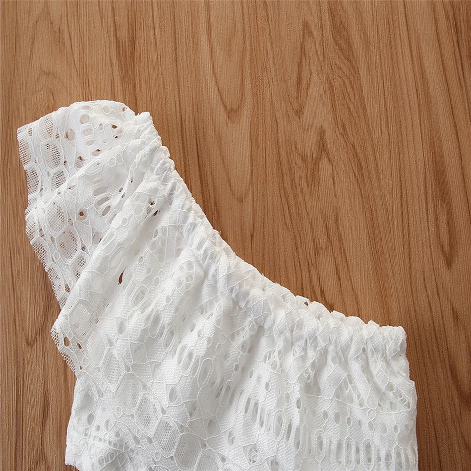 

2-6T Little Girl Outfits 2020 Summer Fsahion Casual Solid White 2PCS Sleeveless Shirt Long Loose Pants Children Clothes