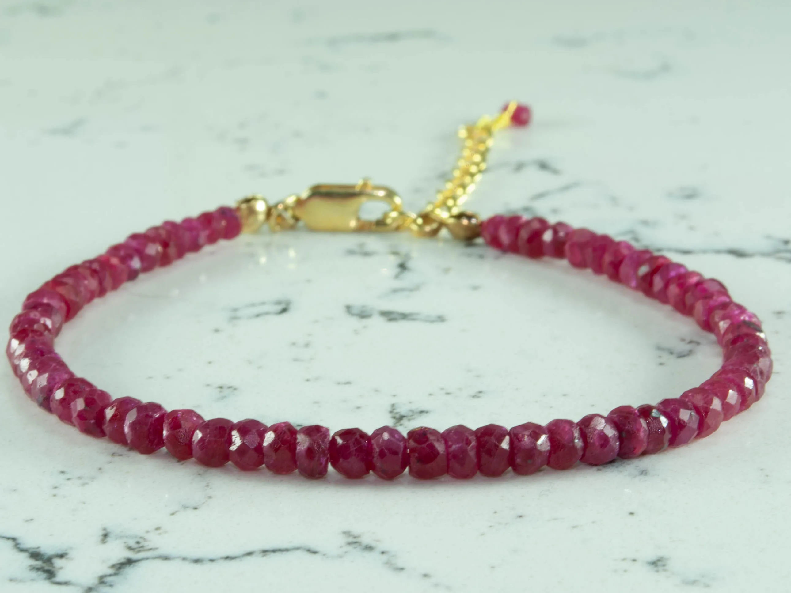 

Ruby Gemstone Bracelet, July Birthstone Bracelet, Red Gemstone bead, 14K Gold Filled Jewelry for Women, hand Made in TURKEY