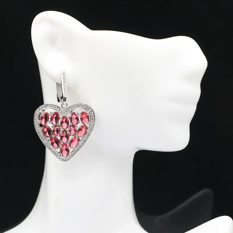 42x28 мм на годовщину ювелирный набор в форме сердца созданные малиновый родолит