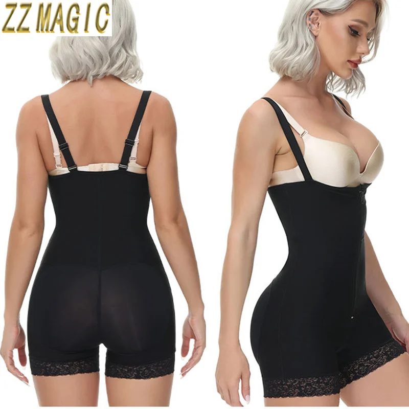 

Fajas Colombianas One Piece Shapewear Zipper Abdomen Buttocks Postpartum Recovery Breast Lift Corset Plus Size