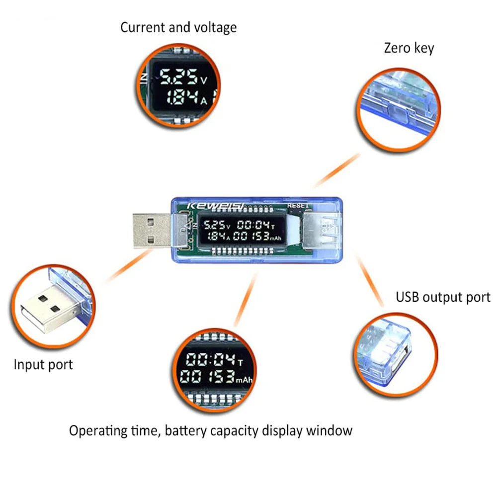 Измерить емкость аккумулятора батареи USB тестер цифровой измеритель напряжения
