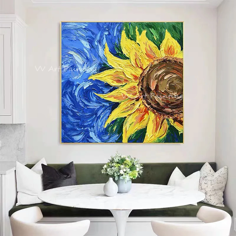 Большой толстый нож-Подсолнух ручной работы 100% Картина на холсте современные