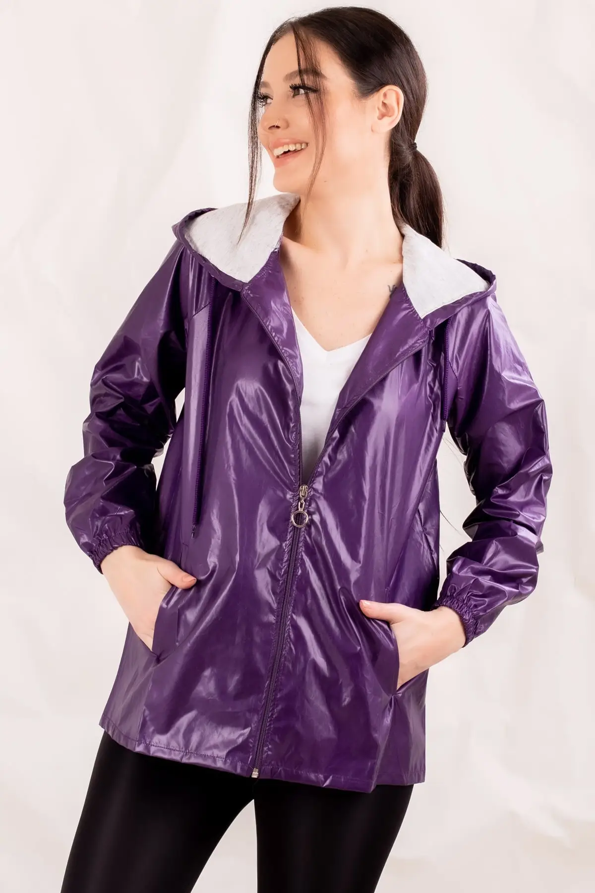 Женский дождевик с капюшоном Armonika темно-синий ARM-19Y064007 | Спорт и развлечения