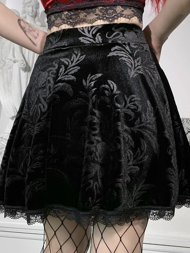Женская Вельветовая юбка InsDoit Mall короткая с высокой талией винтажным кружевным