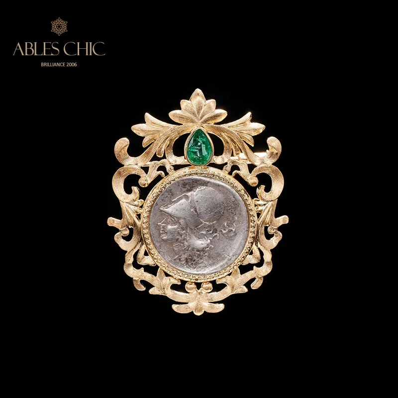 Византийская Золотая аутентичная древняя монета Athena 18 карат натуральный изумруд