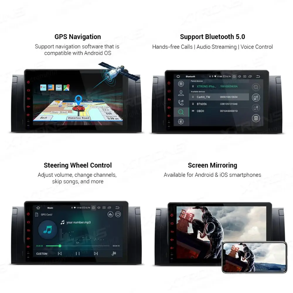 XTRONS 9 ''Android 10 0 Qualcomm Bluetooth 5 автомобильный стерео Мультимедийный Плеер для BMW X5 E53