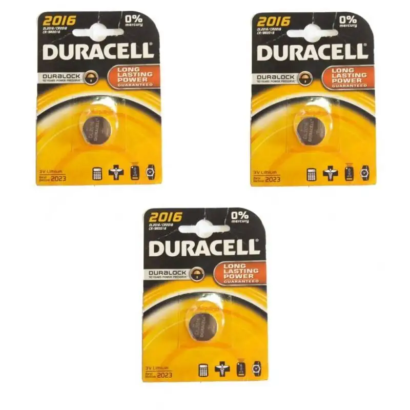 3 пряди Батарейки DURACELL CR2016 DL2016 пульт дистанционного управления Долговечные