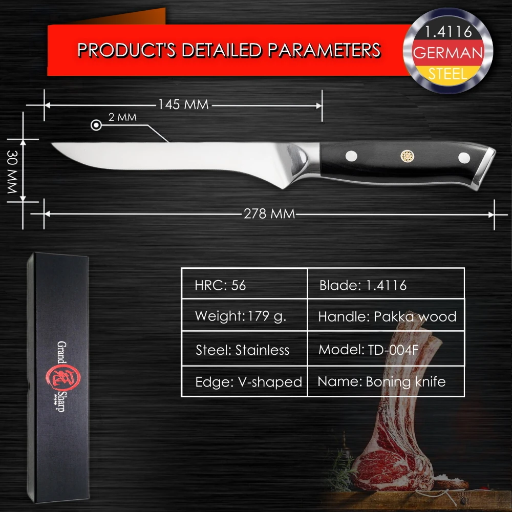 Grandsharp Набор ножей для повара немецкие Стальные Кухонные ножи Santoku Boning Bread Paring Cleaver домашний декор подарок шеф-повара на Рождество
