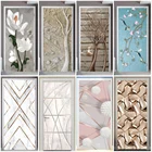 Виниловая наклейка на дверь Ahesive, художественные обои с цветами и деревом, водонепроницаемые мраморные современные нестандартные геометрические настенные украшения для спальни, гостиной