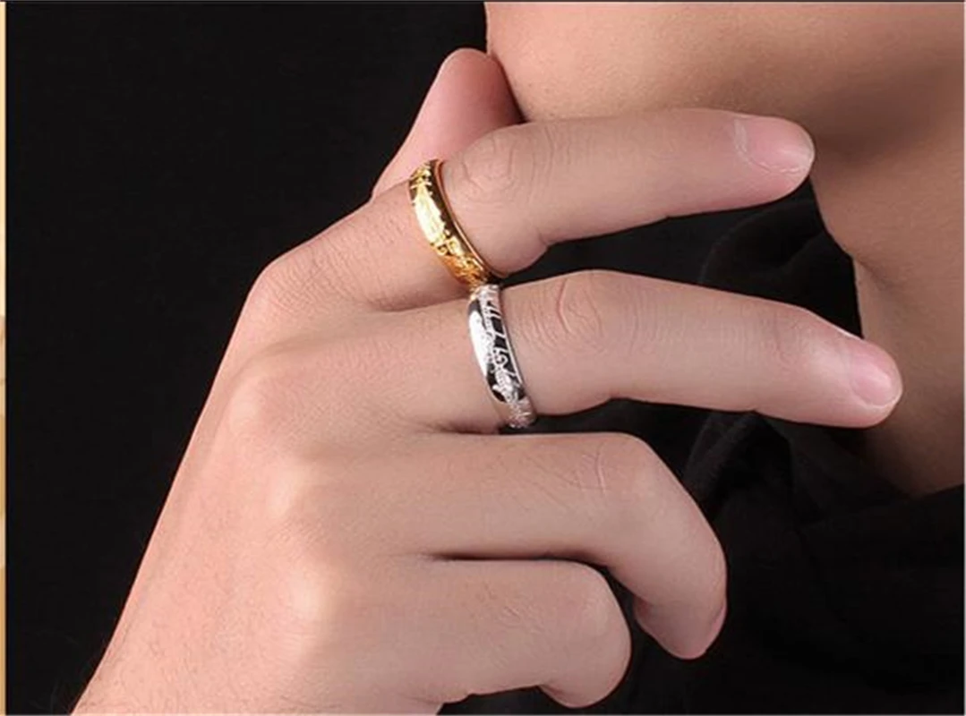 

Кольцо из нержавеющей стали YW GAIRU 6 мм, кольцо с вакуумным покрытием и надписью, простое золотое и стальное черное кольцо для пары, мужское ко...