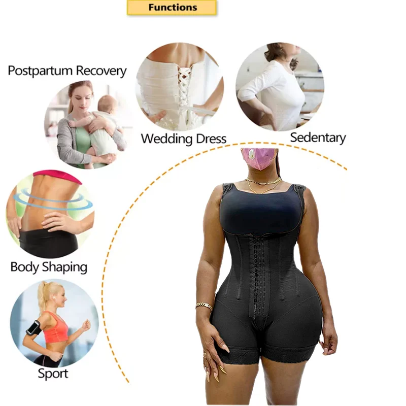 Fajas Colombiana Slimming Sheath Woman Flat Belly Shapewear Abdomen Tummy Control High Compression Open Bust Skims Waist Trainer