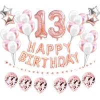 38pcs 13th happy birthday balloons party decorations 13 years old thirteen girl boy 31 31st woman man supplies