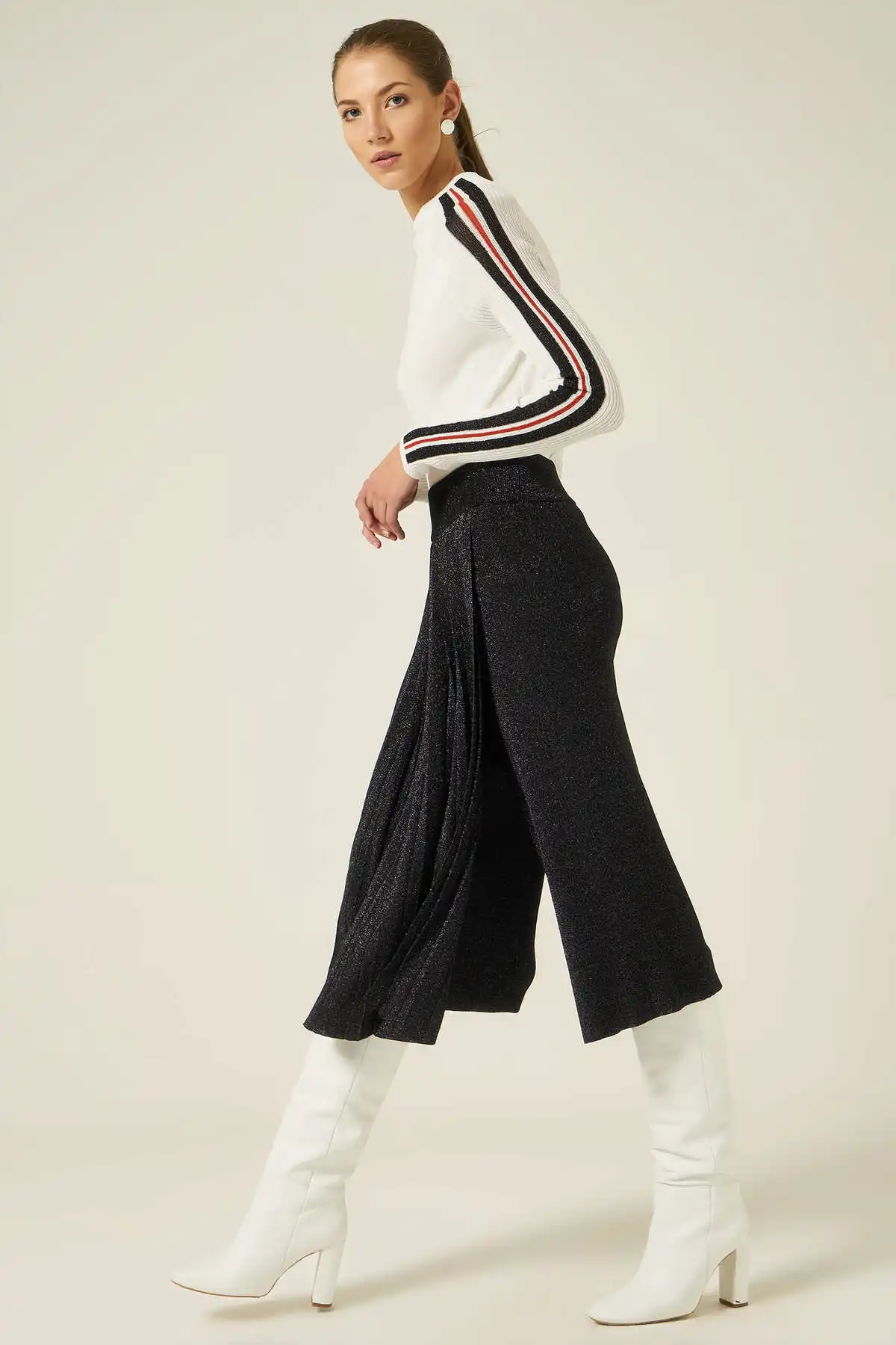 Joinus/трикотажные брюки для девочек с эластичной резинкой на талии юбка люрексом со складками Цвет