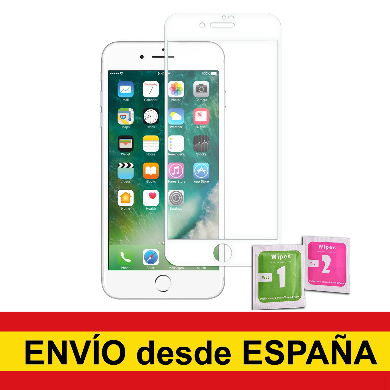 Закаленное стекло для защиты экрана IPHONE 7 PLUS / 8 полное белое переднее качество