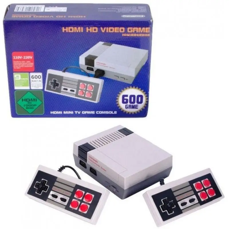 Игровая приставка 8 bit CoolBaby HD Video Game HDMI (600 в 1) + 600 встроенных игр 2 геймпада (Серая)