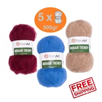 yarnart mohair trendy yarn wool 5x100gr 220mt %50 mohair hand knitting crochet beanie sweater kids adults knitwear autumn winter