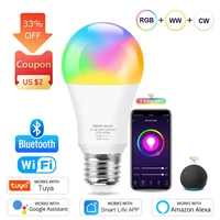tuya bluetooth smart bulb rgb lamp 15w e26 e27 led bulb light can use gateway upgrade to wifi bulbs works with alexagoogle home