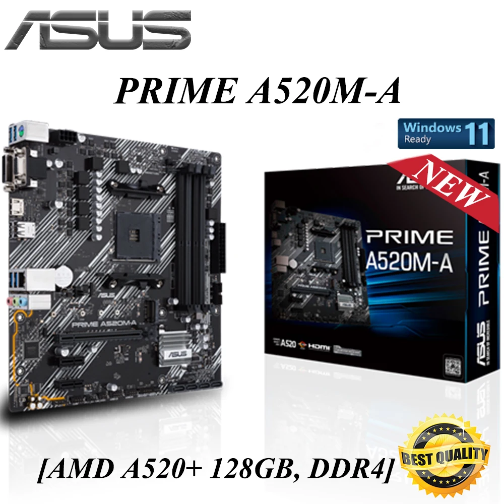 

Socket AM4 ASUS PRIME A520M-A Motherboard Ryzen 3rd DDR4 128GB PCI-E 3.0 SATA III Support AMD A520 ATX Desktop Placa-mãe AM4 New