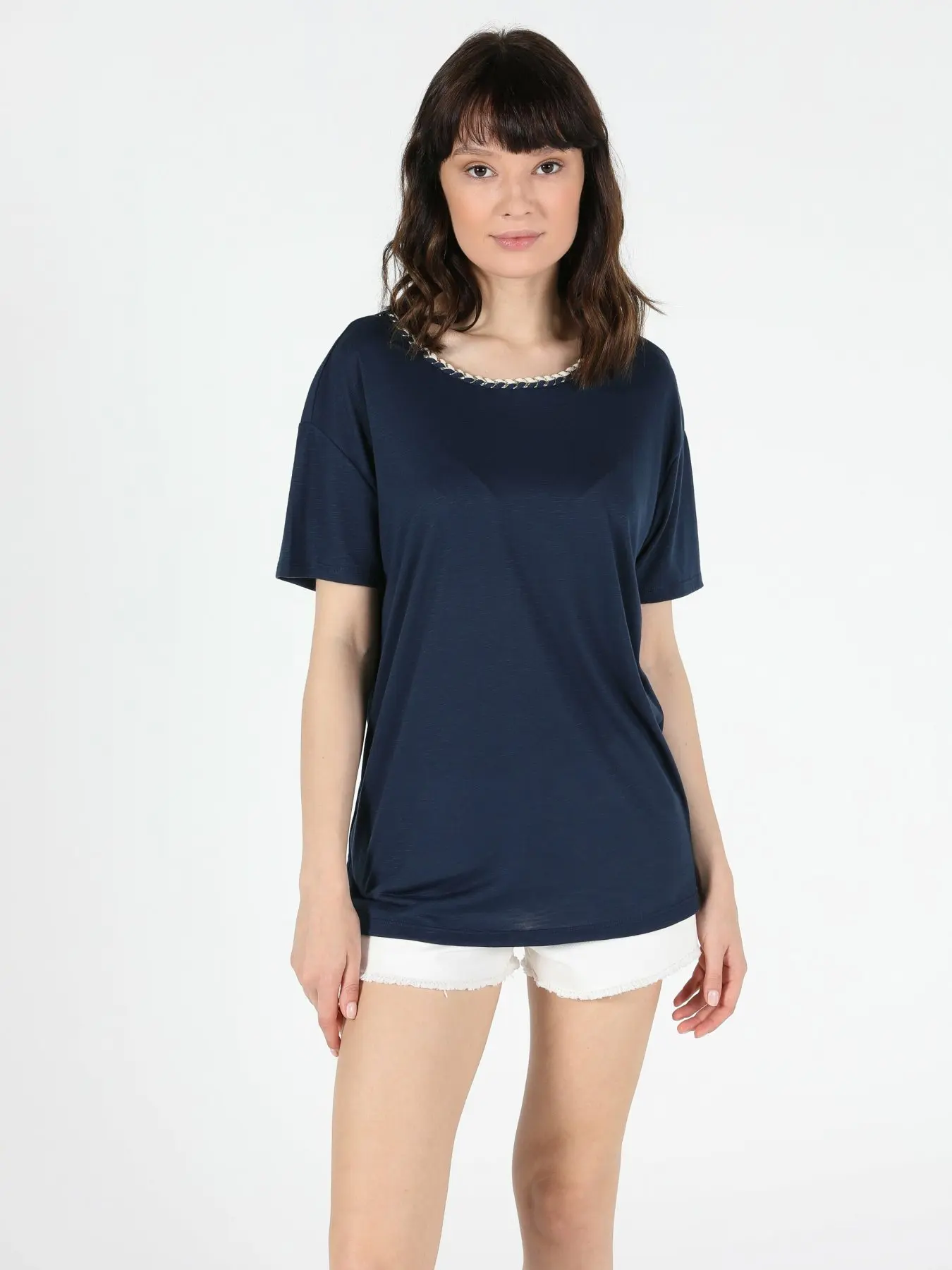 

Colins Woman Comfort Fit Navy Short SleeveTshirt