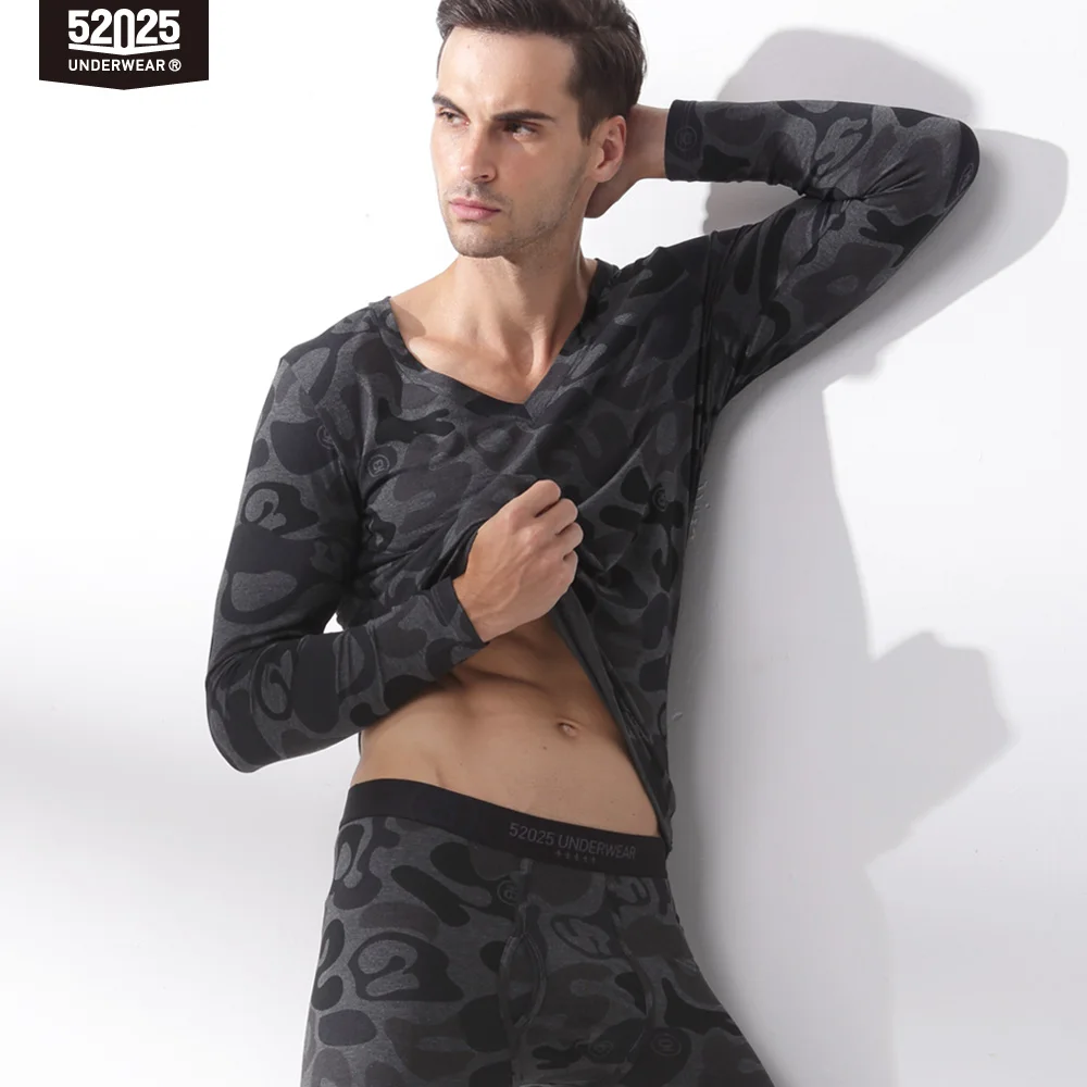 52025 Мужское термобелье Женское Камуфляж Хлопок Модал Спортивный термокостюм