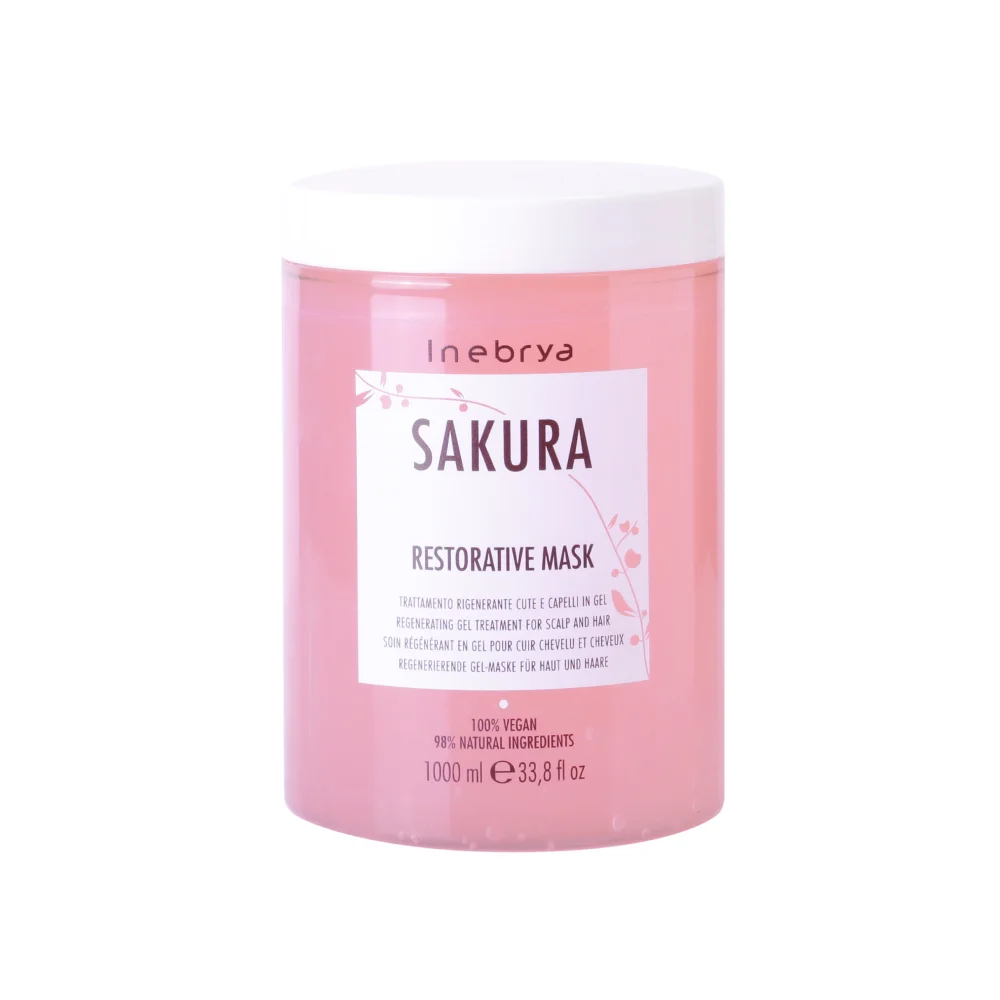 Hair Mask gel regenerating moisturizing Sakura extract base stimulate skin regeneration inebrya 1000 ml | Красота и здоровье
