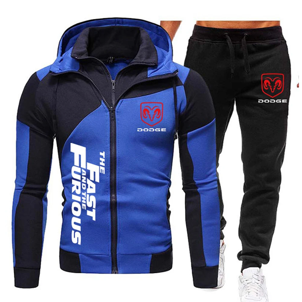 

Men's Motorcycle Racing Suit Fashion Casual Sweatshirts Hooded Printed Pullovers Patchwork Hoodie and Sweatpants