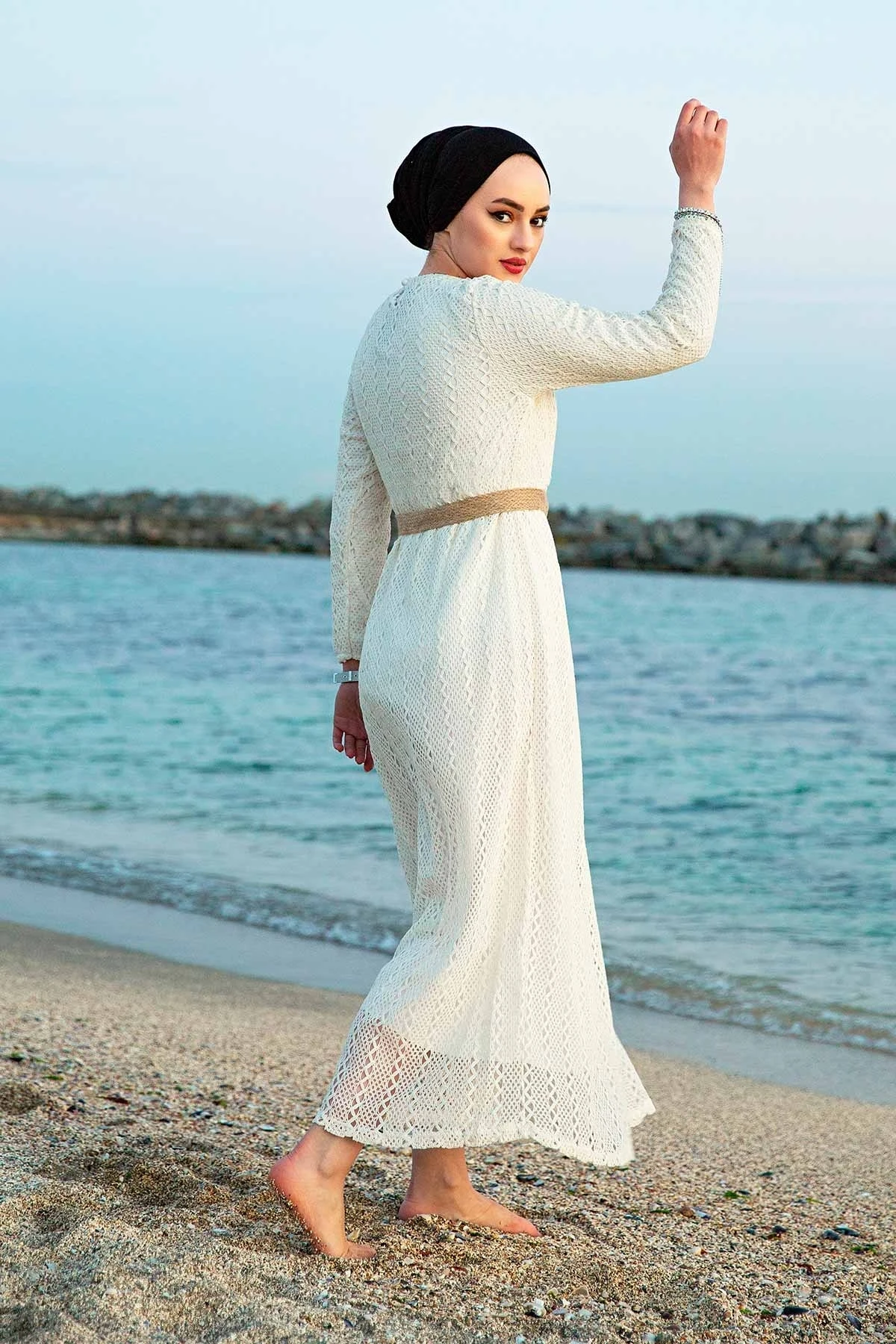 Кружевное платье с соломенным поясом абайя Дубай индейка мусульманская Мода