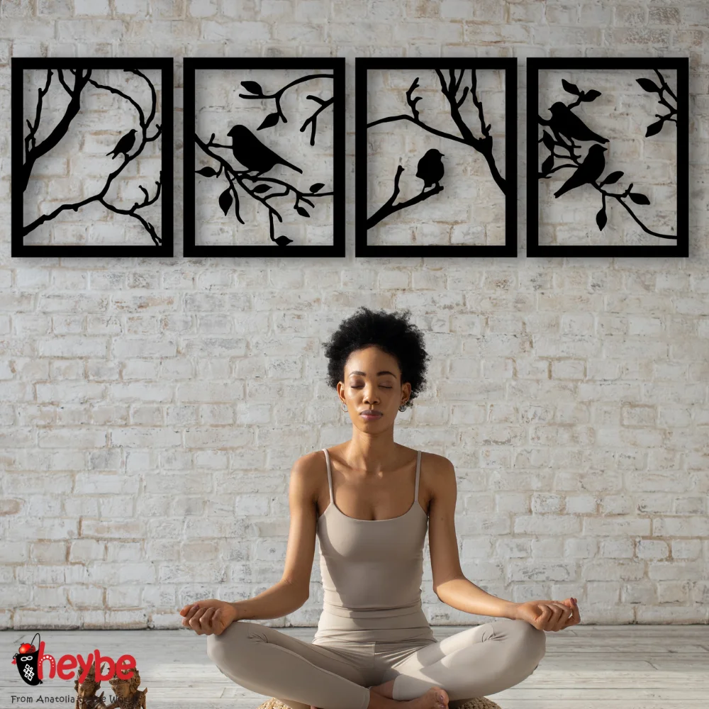 Деревянная рама с веткой птицы Набор Настенное художественное оформление Идеи