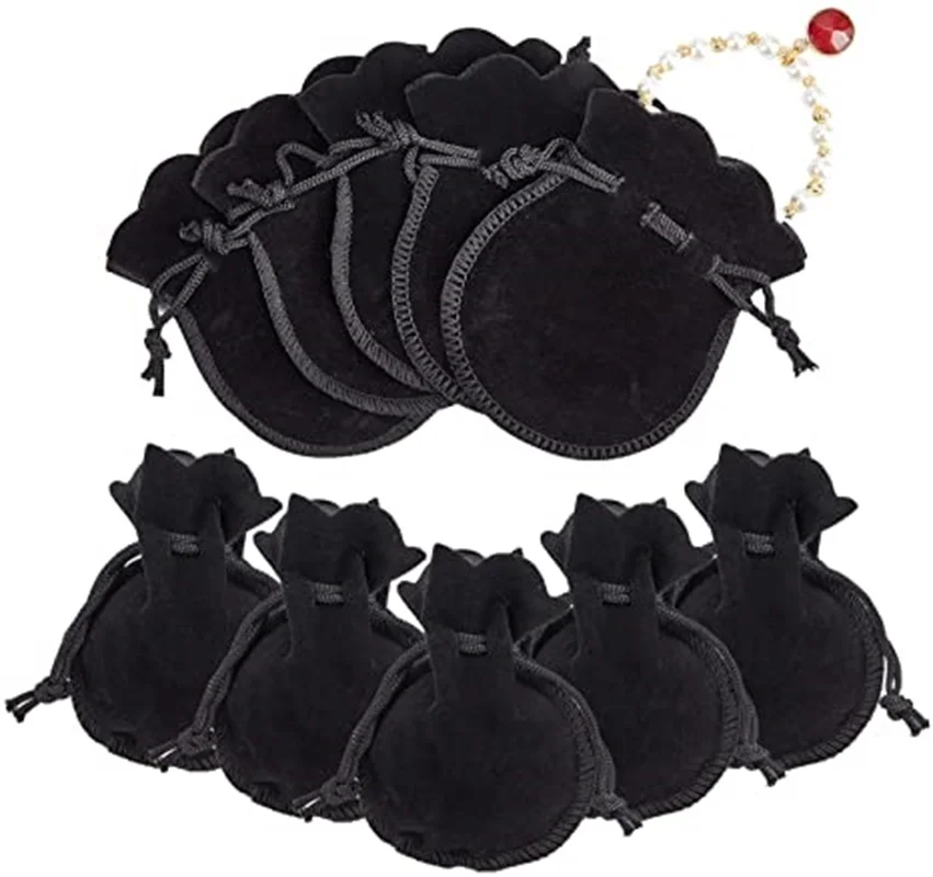 

SheepSew 30 Pcs 3.54"x2.75" Velvet Cloth Drawstring Bags, Calabash Shape Drawstring Jewelry Pouches Small Candy Gift Bags